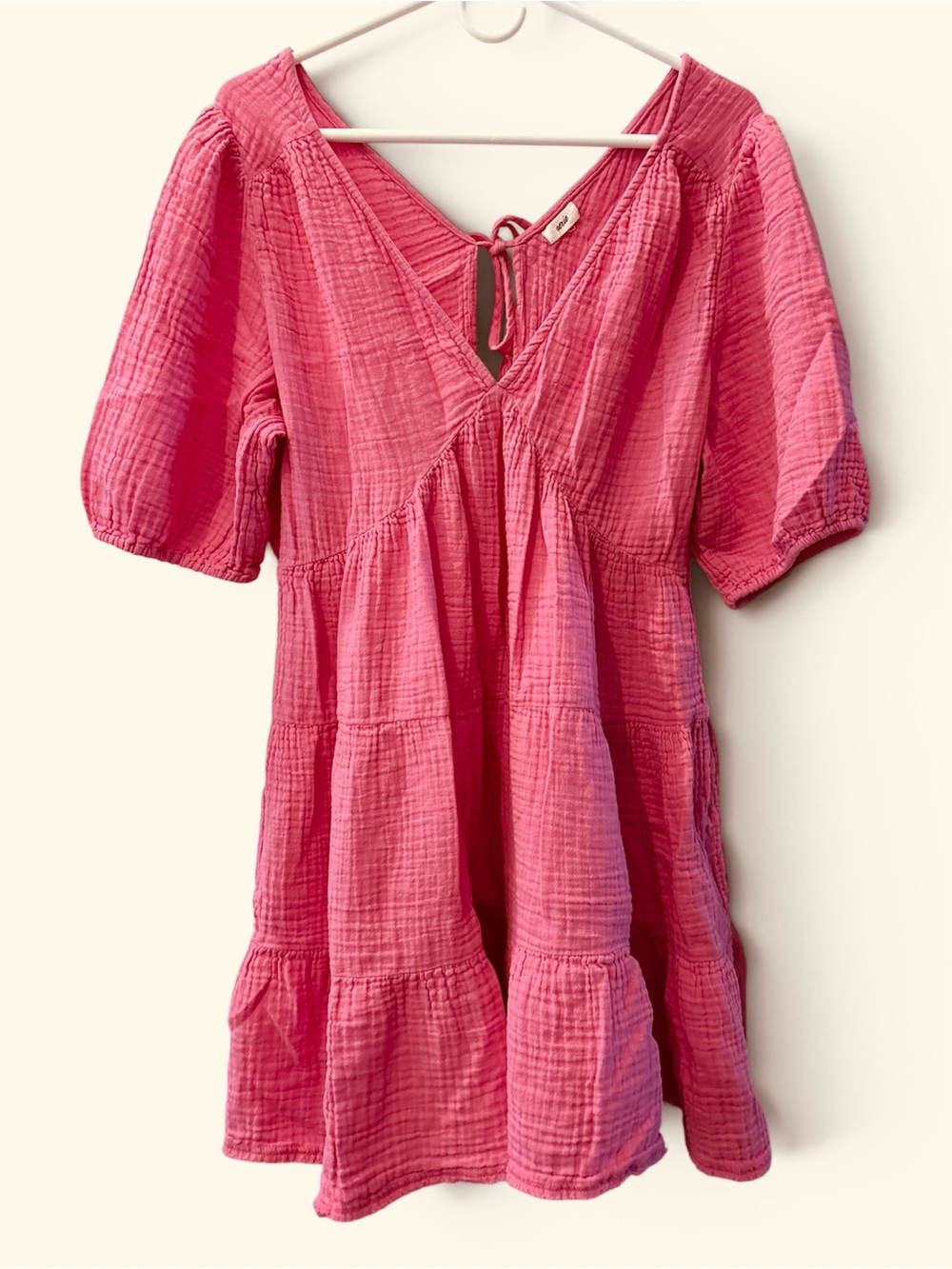 Aerie Pink Cotton Gauze Tiered Mini Sundress Size XL